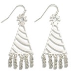 Wholesale brass Party Hat Drop Earring Rhinestone Tassels L Brass Metal