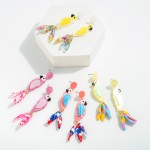 Wholesale resin Parrot Drop Earring Resin Tassel Feather Details L