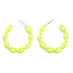 Coated Metal Chain Link Drop Hoop Earrings

- Approximately 1.5" L