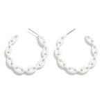 Coated Metal Chain Link Drop Hoop Earrings

- Approximately 1.5" L