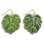 Wholesale monstera Leaf Wood Cut Earring L