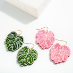 Wholesale monstera Leaf Wood Cut Earring L