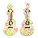 Wholesale glitter Resin Guitar Drop Earrings L Lightweight Construction
