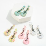 Wholesale glitter Resin Guitar Drop Earrings L Lightweight Construction