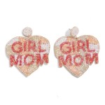 Wholesale seed Beaded Plaid Heart Girl Mom Drop Earrings L