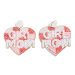 Seed Beaded Plaid Heart 'Girl Mom' Drop Earrings

- Approximately 2.5" L