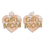 Wholesale seed Beaded Plaid Heart Girl Mom Drop Earrings L