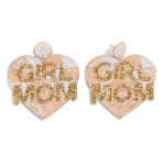 Seed Beaded Plaid Heart 'Girl Mom' Drop Earrings

- Approximately 2.5" L