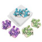 Wholesale seed Beaded Plaid Heart Boy Mom Drop Earrings L