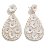 Wholesale seed Beaded Flower Teardrop Earring L