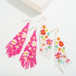 Wholesale seed Beaded Flower Tassel Drop Earrings L