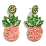 Seed Beaded Pineapple Drop Earring With Rhinestone Accents

- Approximately 2.25" L