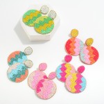 Seed Beaded Circular Multicolored Chevron Drop Earrings

- Approximately 2.5" L