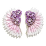 Fanned Feather Drop Earrings With Rhinestone Accents

- Approximately 2.25" L