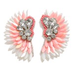 Fanned Feather Drop Earrings With Rhinestone Accents

- Approximately 2.25" L