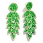 Wholesale monochrome Seed Beaded Leaf Drop Earrings L