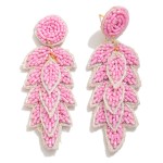 Wholesale monochrome Seed Beaded Leaf Drop Earrings L