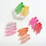 Wholesale monochrome Seed Beaded Leaf Drop Earrings L