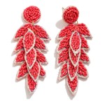 Wholesale monochrome Seed Beaded Leaf Drop Earrings L