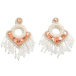 Wholesale statement Seed Beaded Tassel Drop Earrings Stone Rhinestone Accents L