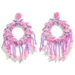 Pink and Purple Statement Seed Beaded Tassel Drop Earrings

- Approximately 5"L