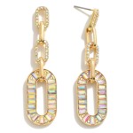 Wholesale rhinestone Studded Tapered Chain Link Drop Earrings L