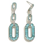 Rhinestone Studded Tapered Chain Link Drop Earrings

- Approximately 2.25" L