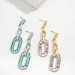 Rhinestone Studded Tapered Chain Link Drop Earrings

- Approximately 2.25" L