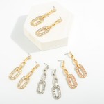 Wholesale rhinestone Studded Tapered Chain Link Drop Earrings L