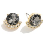 Wholesale gold Stud Earrings Rhinestone Pave Accent L