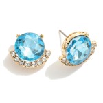 Wholesale gold Stud Earrings Rhinestone Pave Accent L