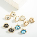 Wholesale gold Stud Earrings Rhinestone Pave Accent L