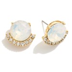 Wholesale gold Stud Earrings Rhinestone Pave Accent L