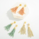 Gold Tone Pearl Drop Earrings With Beaded Tassel Details

- Approximately 2.5" L