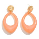 Wholesale tapered Resin Teardrop Earring Gold Sunburst Post L