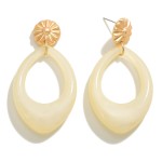 Wholesale tapered Resin Teardrop Earring Gold Sunburst Post L