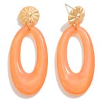 Oval Resin Drop Earring With Gold Sunburst Post

- Approximately 2.25" L