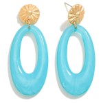 Oval Resin Drop Earring With Gold Sunburst Post

- Approximately 2.25" L