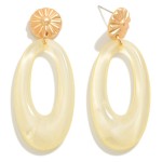 Wholesale oval Resin Drop Earring Gold Sunburst Post L
