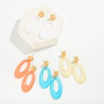 Wholesale oval Resin Drop Earring Gold Sunburst Post L