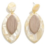 Teardrop Resin Drop Earring With Wood Accent

- Approximately   2.5" L