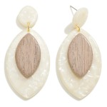 Teardrop Resin Drop Earring With Wood Accent

- Approximately   2.5" L