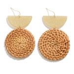 Wholesale glitter Resin Post Drop Earring Woven Circular Raffia Dangle L