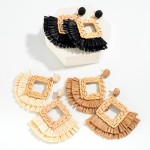 Wholesale diamond Drop Earring Raffia Tassel Details L