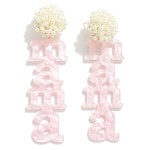 Marbled Resin 'mama' Drop Earrings With Beaded Cluster Detail

- Approximately 2.5" L