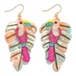 Resin Leaf and Glitter Toucan Drop Earrings

- Approximately 2.5" L