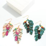 Resin Leaf and Glitter Toucan Drop Earrings

- Approximately 2.5" L