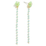 Wholesale dainty Beaded Flower Earring Single Beaded Tassel Accent L