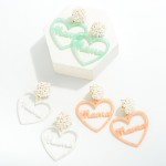 Wholesale resin Mama Heart Drop Earrings Beaded Cluster Details L