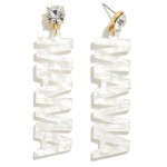 Wholesale marbled Resin MAMA Drop Earrings Rhinestone Post L